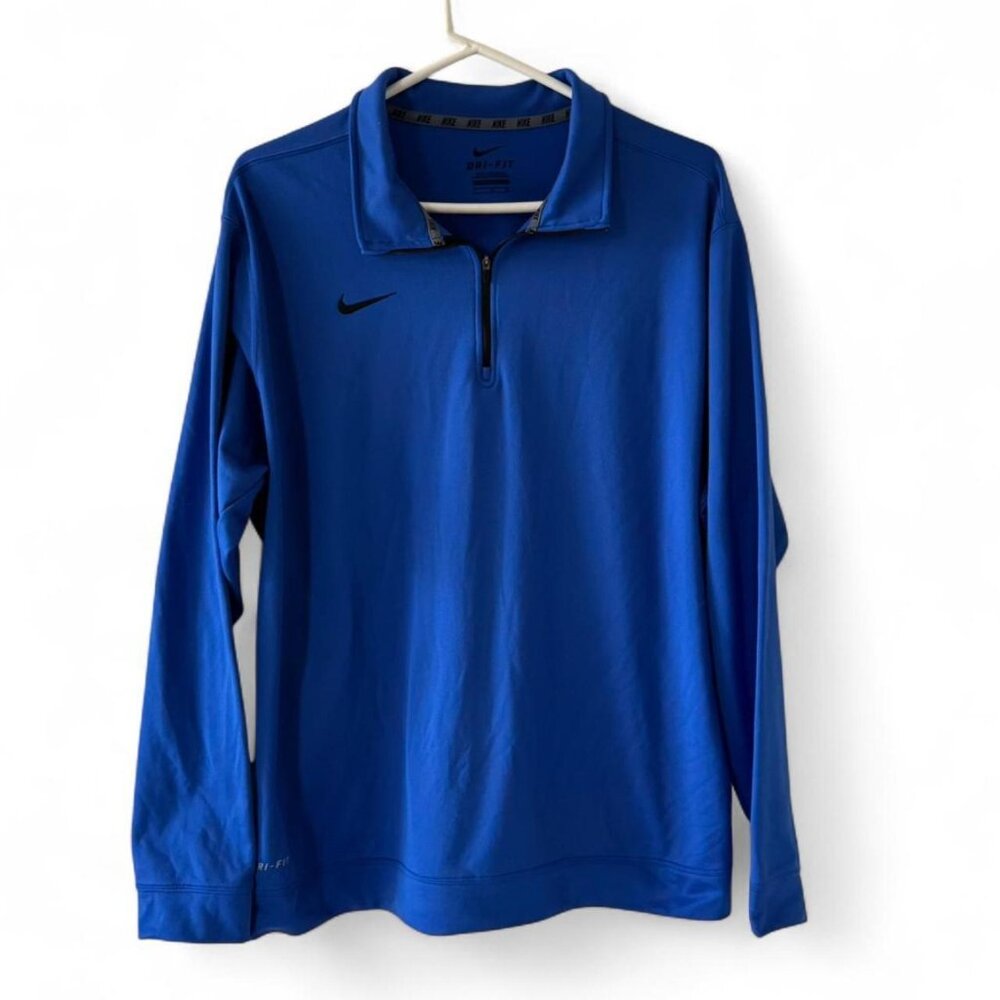 Nike Men's XL Dri FIt Blue Quarter 1/4 Zip Pullover Golf Top